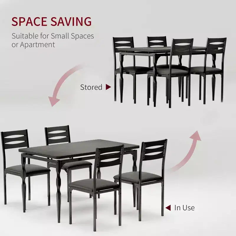 5 Piece Dining Table Set, Industrial Style Kitchen Table Set for 4, Dining Table and Chairs with Rectangular Table & 4 Chairs