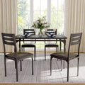 5 Piece Dining Table Set, Industrial Style Kitchen Table Set for 4, Dining Table and Chairs with Rectangular Table & 4 Chairs