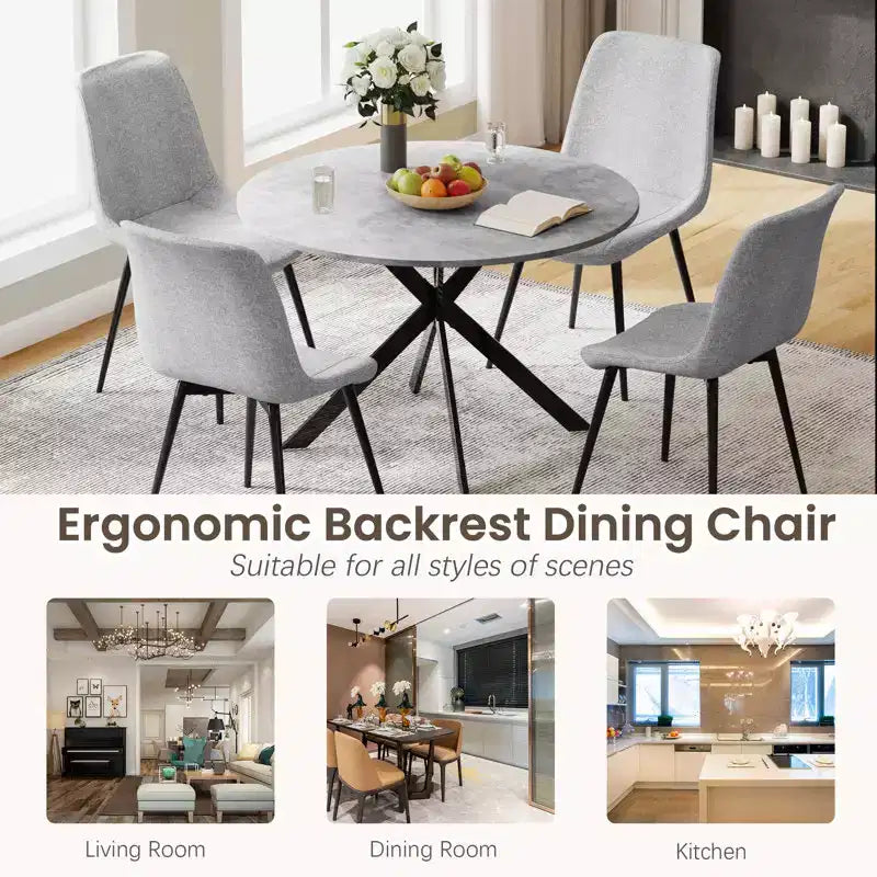 EROMMY 47.2 Round Dining Table Set, Modern Kitchen Table Wit 4 Chairs