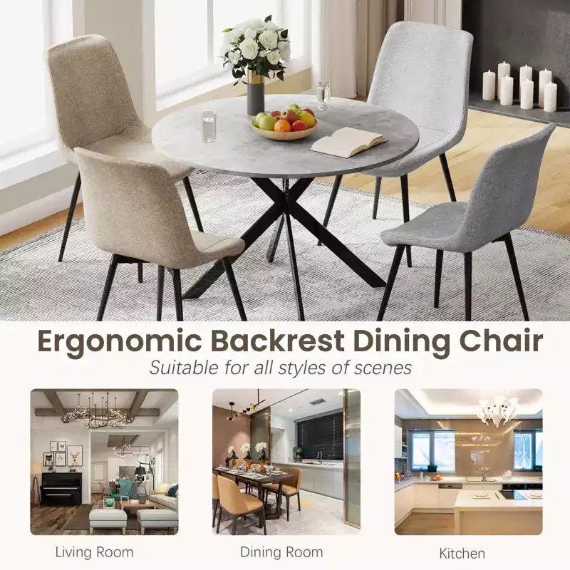 EROMMY 47.2 Round Dining Table Set, Modern Kitchen Table Wit 4 Chairs