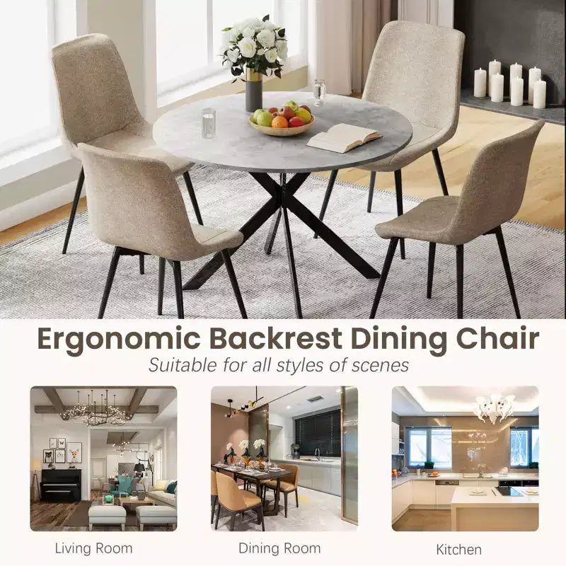 EROMMY 47.2 Round Dining Table Set, Modern Kitchen Table Wit 4 Chairs