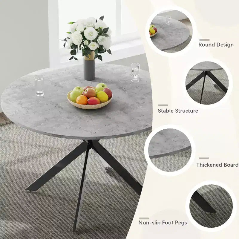 EROMMY 47.2 Round Dining Table Set, Modern Kitchen Table Wit 4 Chairs