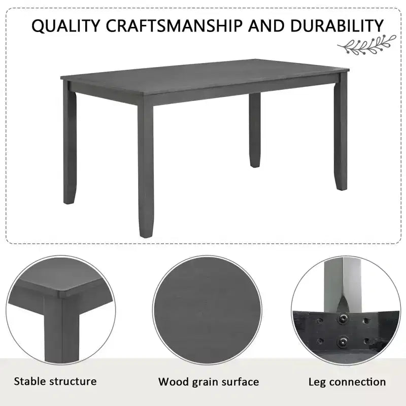 6-Piece Dining Table Set with Bench and Chairs, Wooden Dining Table Set for 6, Modern 6 Person Dining Table Set for Dining Room, Kitchen