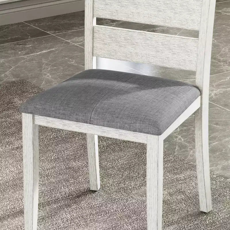 VECELO Rustic 5-Piece Dining Table Set, Rubber Wood Square Table with Shelf and 4 Armless Upholstered Dining Chairs for Kitchen, Gray