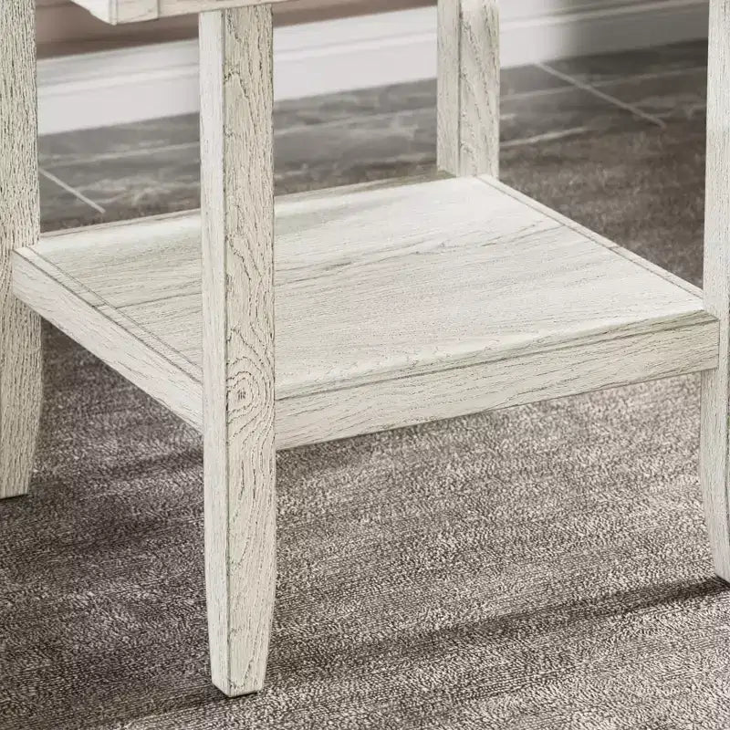 VECELO Rustic 5-Piece Dining Table Set, Rubber Wood Square Table with Shelf and 4 Armless Upholstered Dining Chairs for Kitchen, Gray