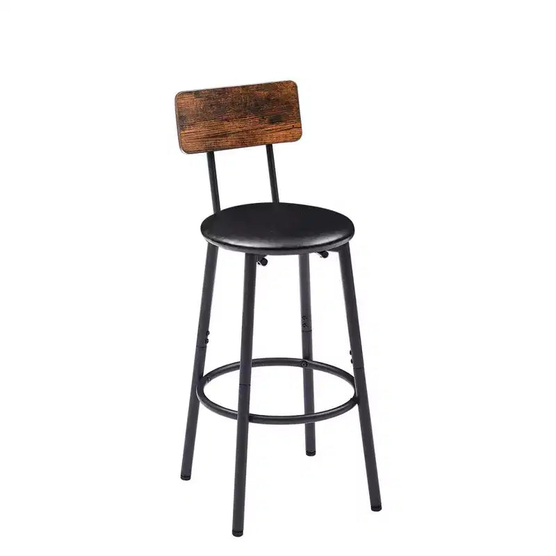 GDFStudio Briar 3 Piece Rustic Bar Table Set with Faux Leather Upholstered Bar Stools
