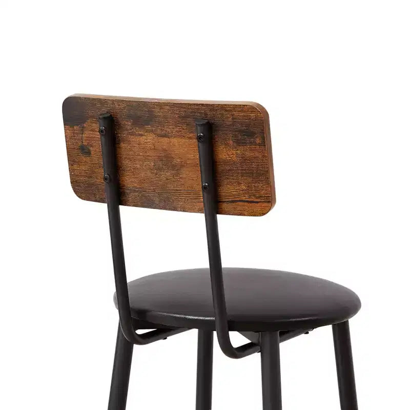 GDFStudio Briar 3 Piece Rustic Bar Table Set with Faux Leather Upholstered Bar Stools