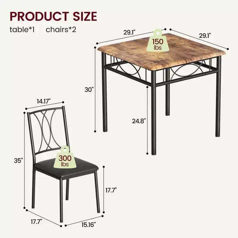 Garvee Dining Table Set, Dining Table Set: Small Rectangle Table & Chairs for Kitchens, Dining Room