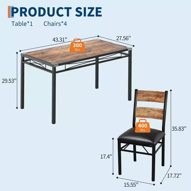 TROPOW Dining Table Set , Dining Room Table Set with Corner Protector, Wood Kitchen Table and Chairs with Upholstered Chairs for, Kitchen Room