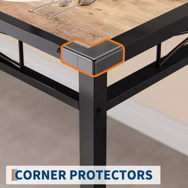 TROPOW Dining Table Set , Dining Room Table Set with Corner Protector, Wood Kitchen Table and Chairs with Upholstered Chairs for, Kitchen Room