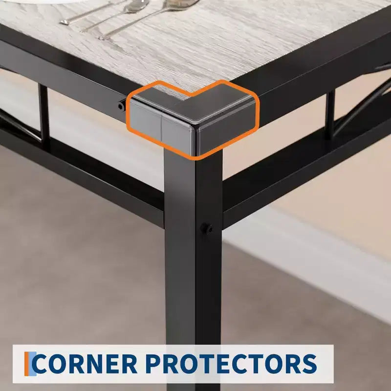TROPOW Dining Table Set , Dining Room Table Set with Corner Protector, Wood Kitchen Table and Chairs with Upholstered Chairs for, Kitchen Room
