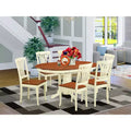 HomeStock Belmont Dining Room Set-Oval Table With Leaf And 6 Dining Chairs, White