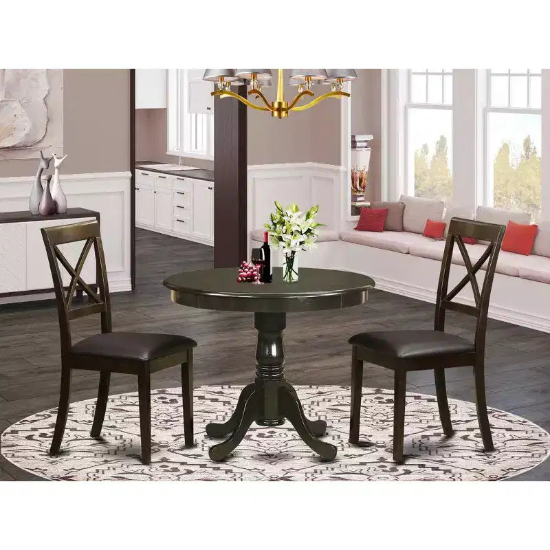 HomeStock Belmont Kitchen Table Set- Table Plus 2 Dining Chairs, Cappuccino