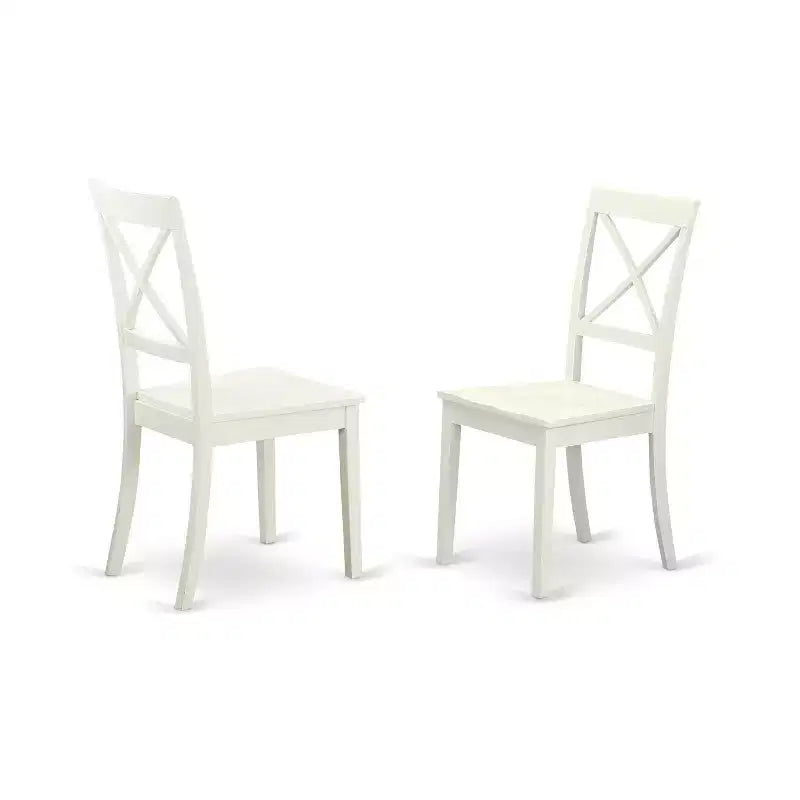 HomeStock Belmont Kitchen Table Set- Table Plus 2 Dining Chairs, Linen White