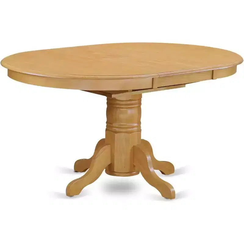 HomeStock Belmont 7Pc Oval 42/60 Dinette Table With 18 In Butterfly Leaf And 6 Parson Chair With Oak Leg And Linen Fabric Light Fawn