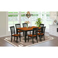 HomeStock Belmont 7PC Rectangular 42/60 inch Table with 18 In Leaf and 6 vertical slatted Chairs