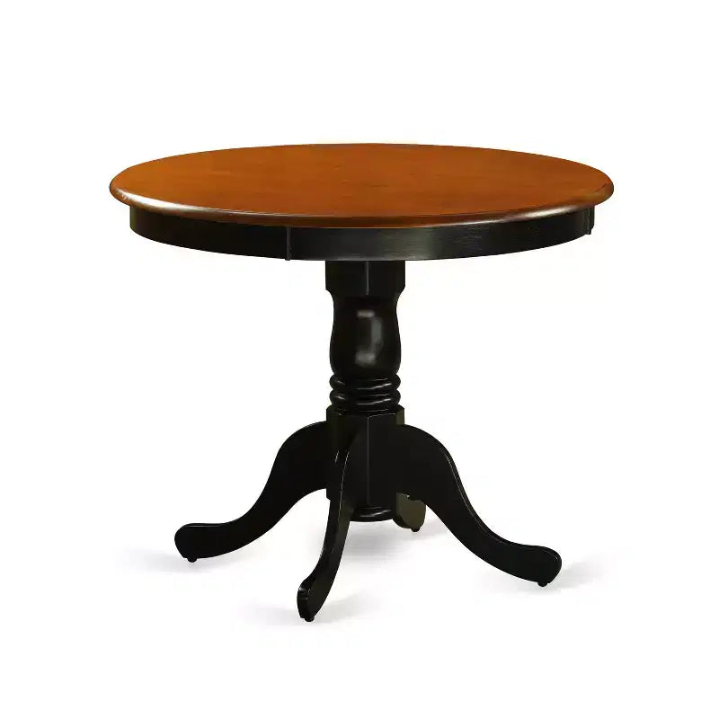 HomeStock Belmont 3Pc Rounded 36 Inch Family Table And Two Solid Wood Seat Kitchen Chairs