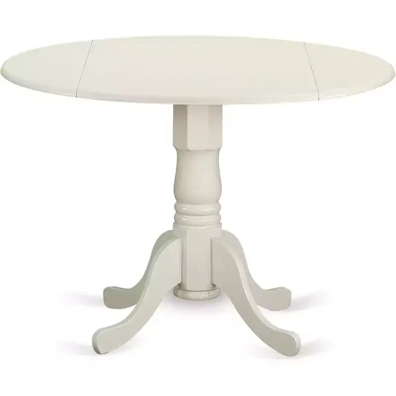 HomeStock Belmont 5 PC Dublin kitchen table set-Dining table and 4 wood seat kitchen chairs, Linen White