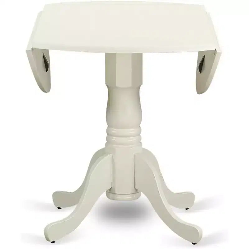 HomeStock Belmont 5 PC Dublin kitchen table set-Dining table and 4 wood seat kitchen chairs, Linen White