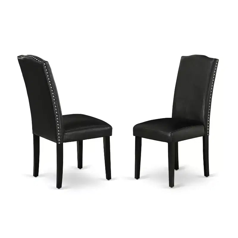 HomeStock Belmont 7Pc Rectangular 60 Inch Dining Table And Six Parson Chair With Black Leg And Pu Leather Color Black