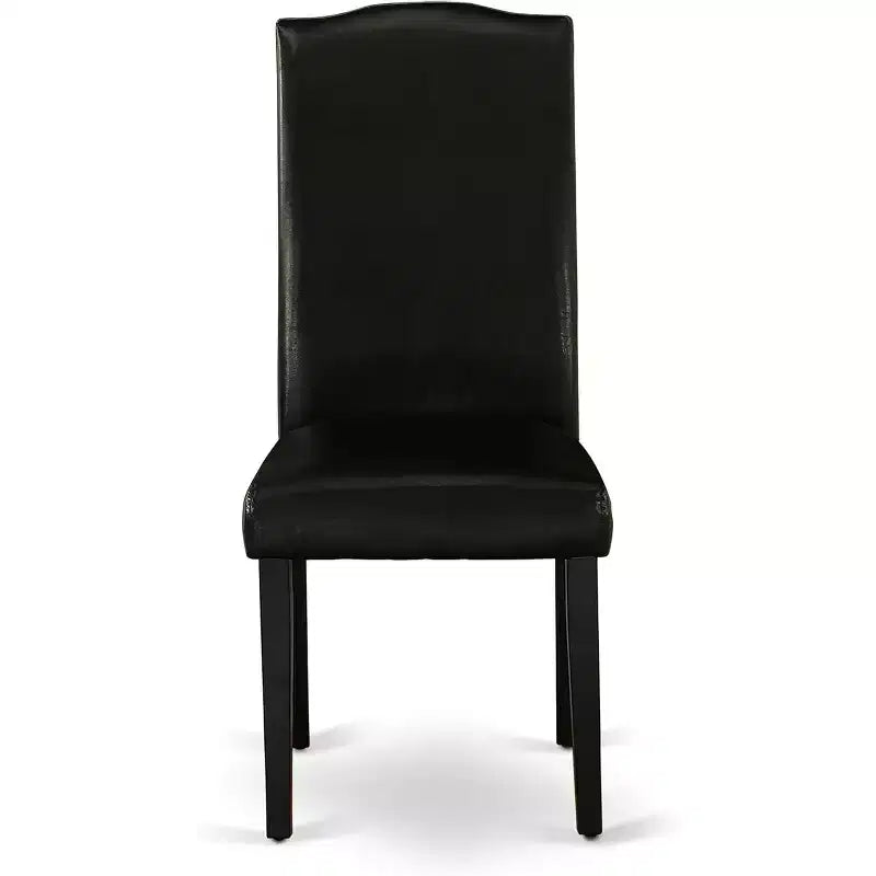 HomeStock Belmont 7Pc Rectangular 60 Inch Dining Table And Six Parson Chair With Black Leg And Pu Leather Color Black