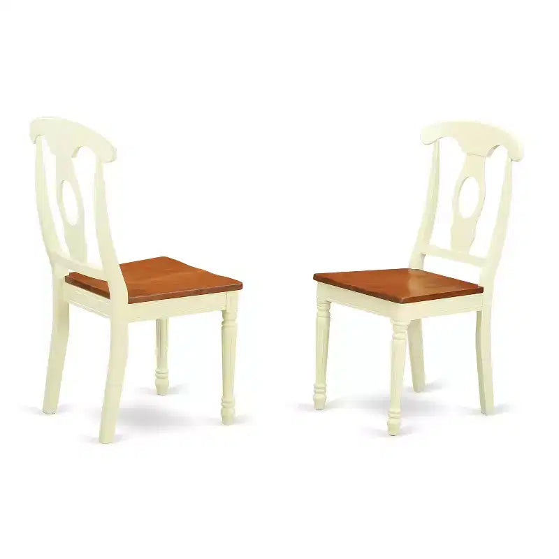 HomeStock Belmont 3Pc Modern Dining Table Set, Dining Table and 2 Kitchen Chairs with Buttermilk and Cherry Finish