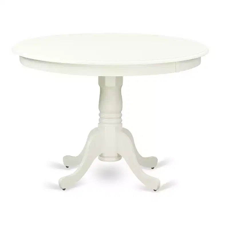 HomeStock Belmont 5-Piece small dining table set- 4 parsons dining room chairs and Round kitchen dining table, Linen White Finish