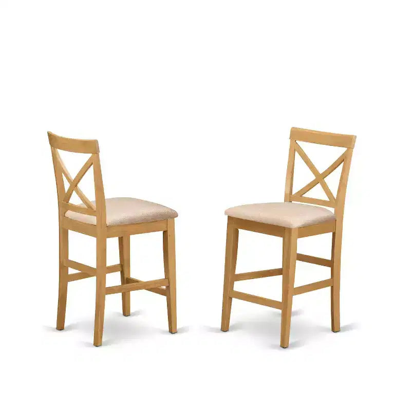 HomeStock Belmont 5 Piece Kitchen Counter Set Includes a Square Dining Table and 4 Dining Room Chairs, 36x36 Inch, Oak