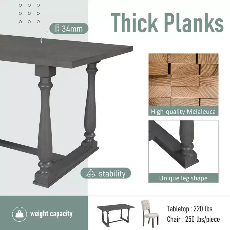 Dining Table Set for 6 with Bench Rectangular Table and 4 Upholstered Chairs for Kitchen