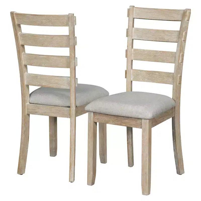 Dining Table Set for 6 with Wood Grain Pattern Tabletop, Kitchen Table Set with Chairs & Bench