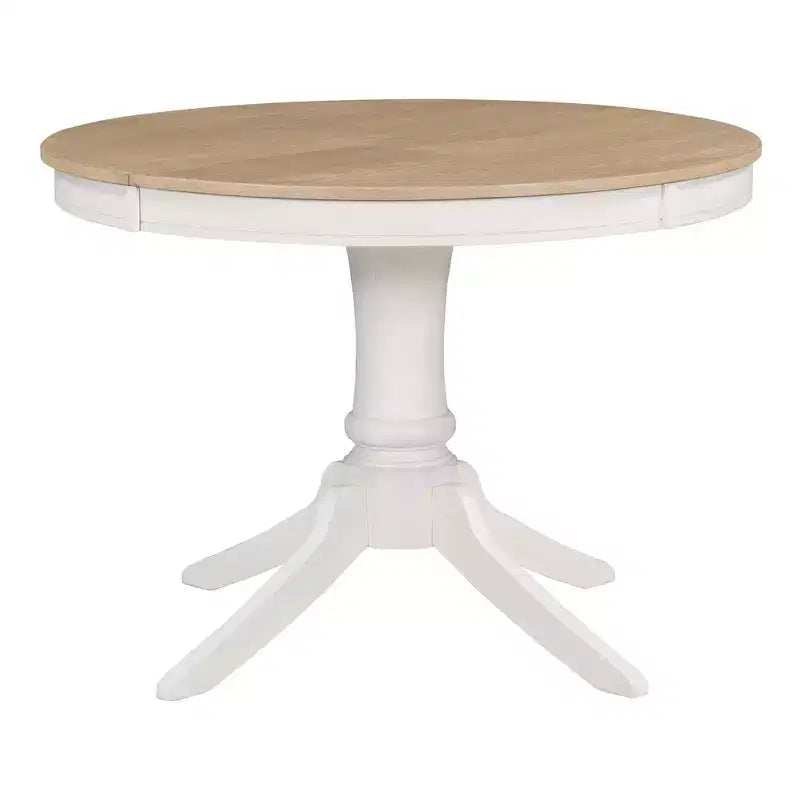 Extendable Round Kitchen Dining Table Set for 4, Farmhouse Dining Set and 4 Upholstered Chairs