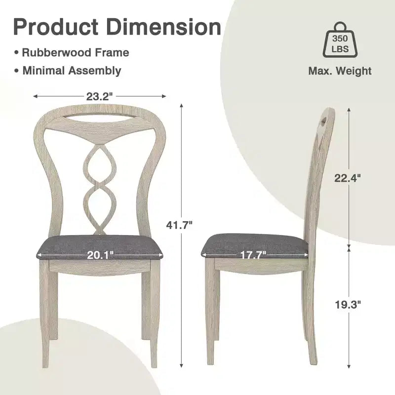 VECELO 5/7 Piece Extendable Dining Table Set, Rubber Wood Table with 4/6 Armless Upholstered Dining Chairs for Kitchen, Gray