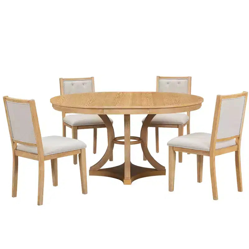 GDFStudio Jane 5 Piece Dining Set with Round Table and Armless Chairs