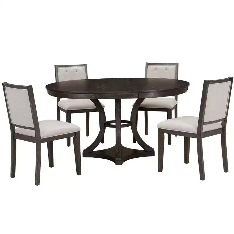 GDFStudio Jane 5 Piece Dining Set with Round Table and Armless Chairs