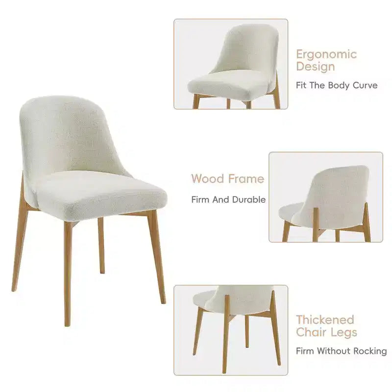 PexFix 52 Modern Round Dining Table Set with 8 Upholstered Chairs Natural Textured Wood Top Pleated Pedestal Base Beige Seats for Kitchen Dining Room