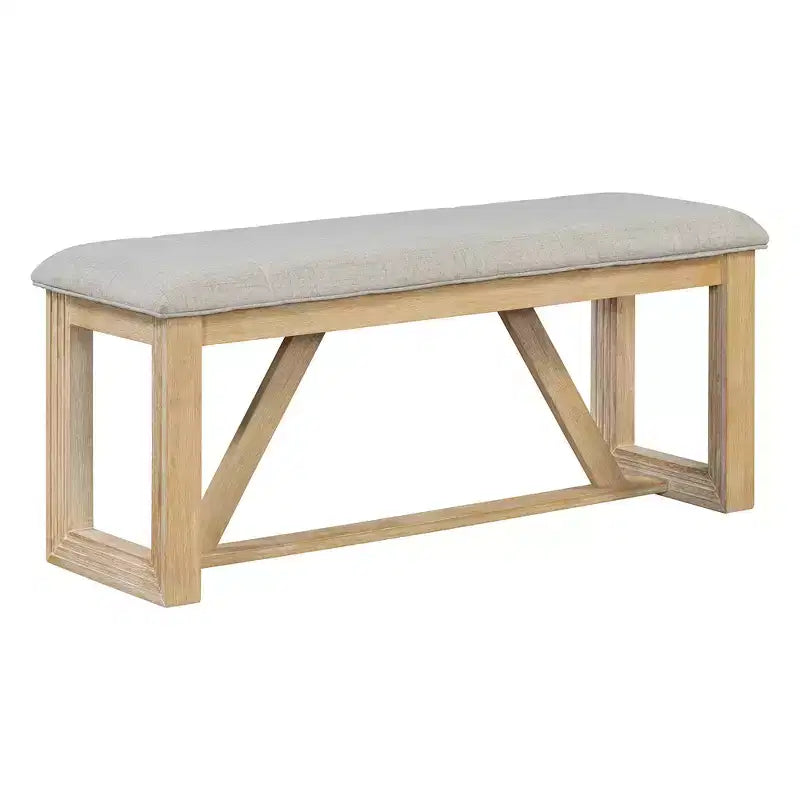 GDFStudio Monica 6 Piece Dining Set with 60 Wood Table and Upholstered Chairs&Bench
