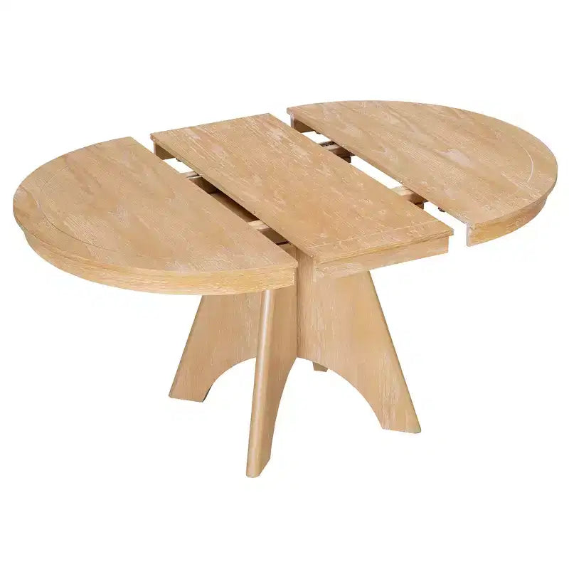 GDFStudio Oliver Vintage Extendable Dining Table Set for 4-6 with 42-58 Farmhouse Table and Upholstered Chairs