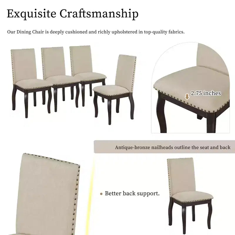 GDFStudio Dana 5 Piece Dining Table Set with Round Extendable Table and Upholstered Chairs