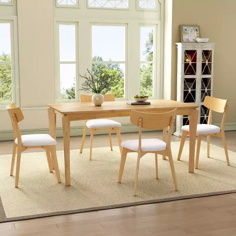 Christopher Knight Home Adrian Mid-Century Modern 5-Piece Wood Dining Table Set with Upholstered Dining Chairs