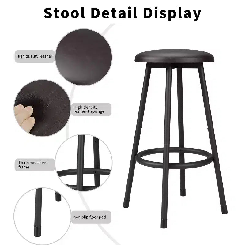 Homy Casa 5-Piece Industrial Bar Table and Stools Set, Rustic Brown and Black  Modern Counter-Height Dining Set