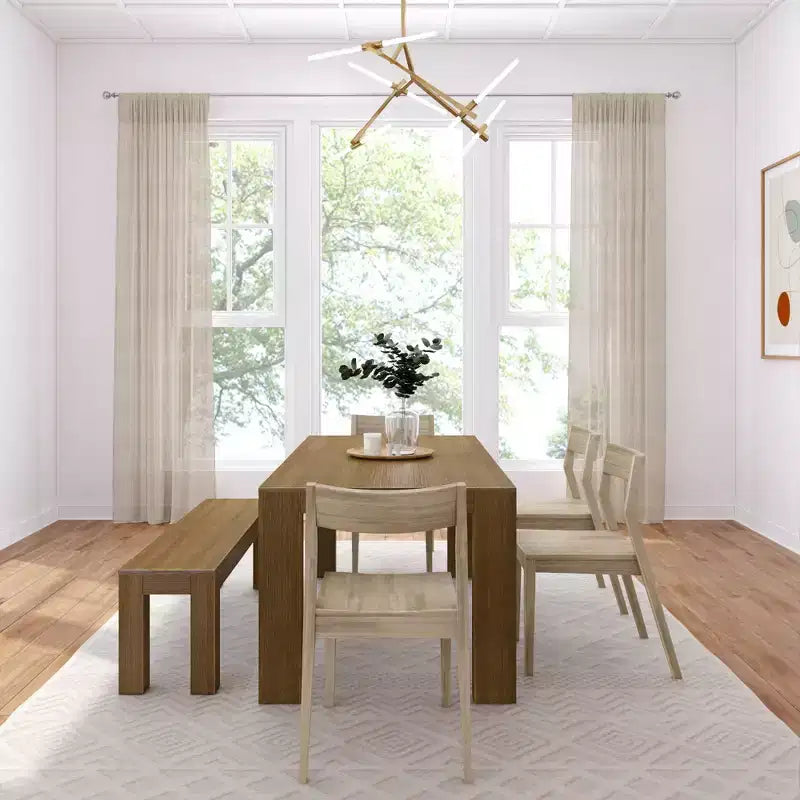72 Modern Solid Wood Dining Table Set with Bench + 4 Chairs