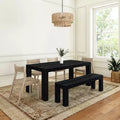 72 Modern Solid Wood Dining Table Set with Bench + 4 Chairs