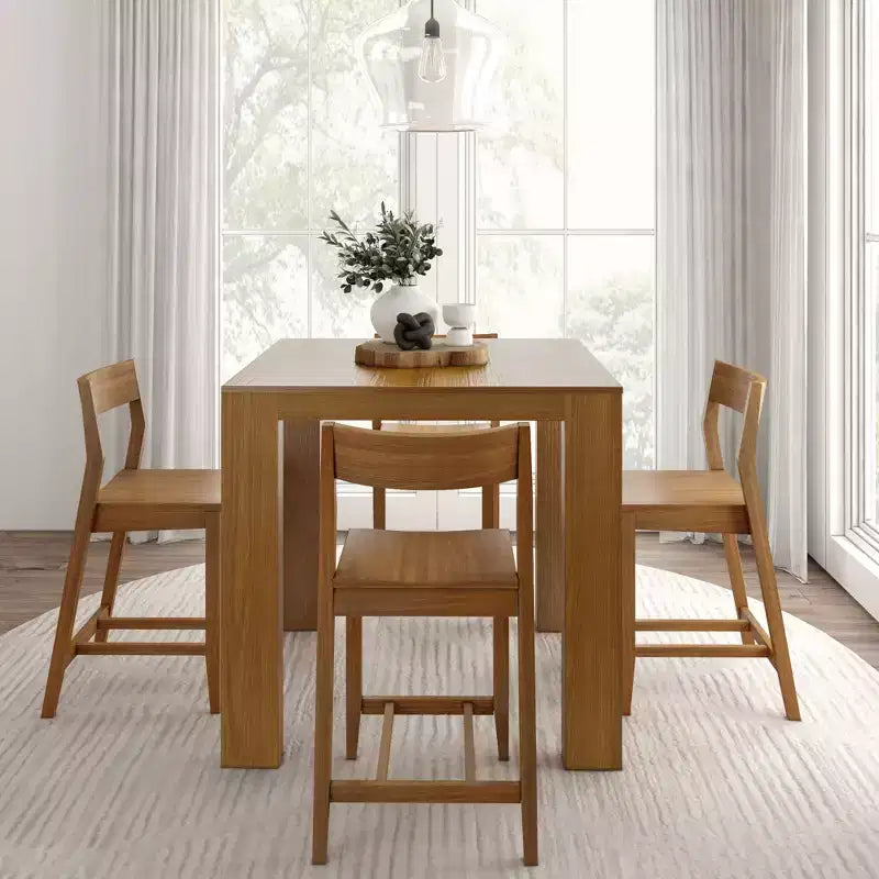 Plank and Beam Modern Counter High Table + 2 (2 pack) Modern Counter Chairs