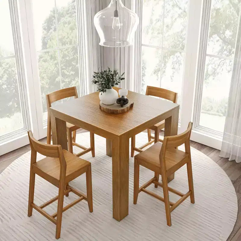 Plank and Beam Modern Counter High Table + 2 (2 pack) Modern Counter Chairs