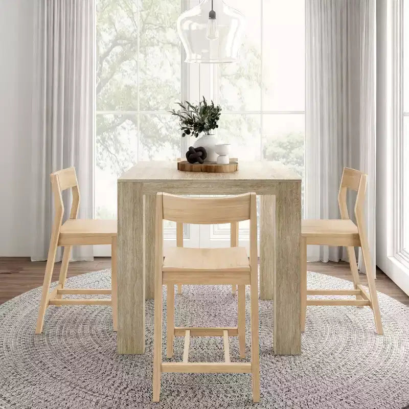 Plank and Beam Modern Counter High Table + 2 (2 pack) Modern Counter Chairs