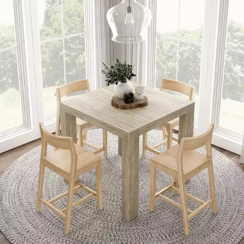 Plank and Beam Modern Counter High Table + 2 (2 pack) Modern Counter Chairs