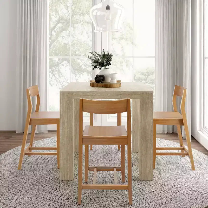Plank and Beam Modern Counter High Table + 2 (2 pack) Modern Counter Chairs