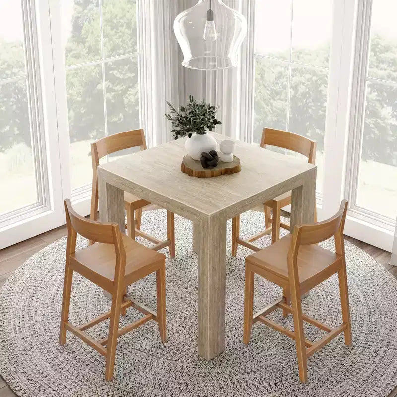 Plank and Beam Modern Counter High Table + 2 (2 pack) Modern Counter Chairs