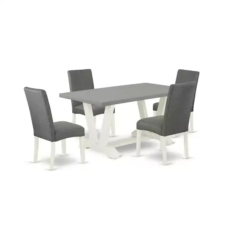 5-Piece Rectangle Natural Oak Finish Solid Wood Top Dining table with 4 Chairs with