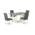 5-Piece Rectangle Natural Oak Finish Solid Wood Top Dining table with 4 Chairs with